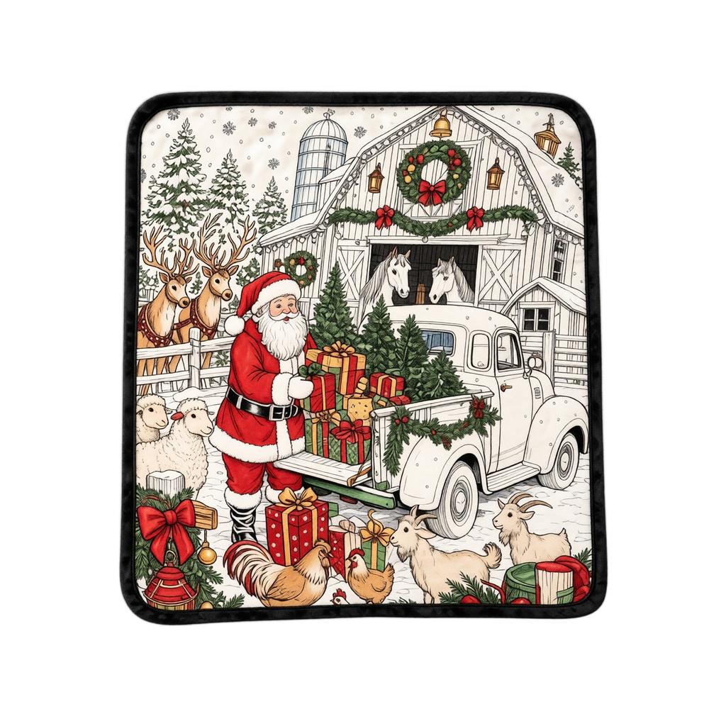Christmas Coloring Blanket with Watercolor Pens – 130 Cm Velvet Doodle for Kids and Adults, Soft Comfortable Fun Painting Activity