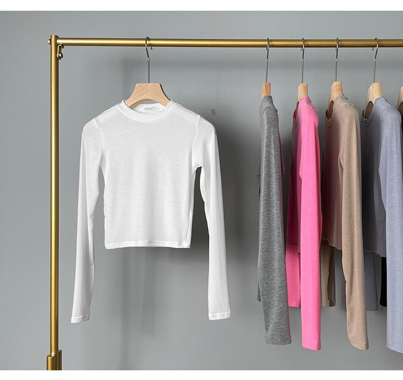 Dongdaemun Slim Fit Sexy Long Sleeve Cropped T-Shirt for Women