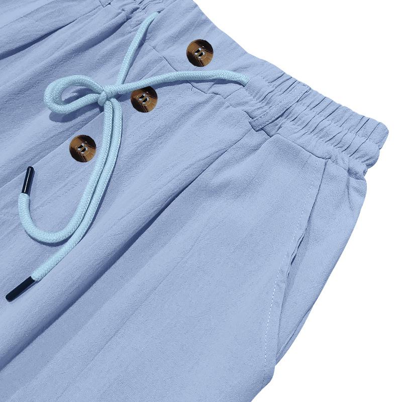 Men's Casual Beach Button Loose Breathable Sports Pants.