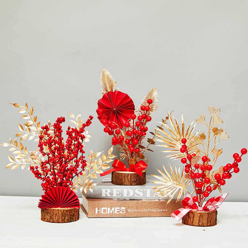 2026 Chinese New Year Red Berry Money Tree Decoration for Spring Festival Photography Prop