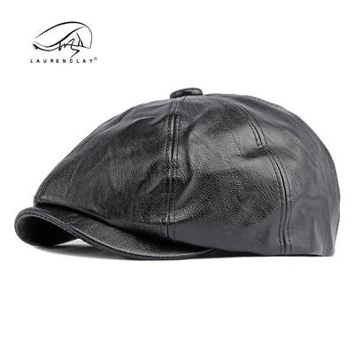 Unisex Frühling/Herbst PU Leder Schiebermütze: Retro Britische Entenschnabelmütze