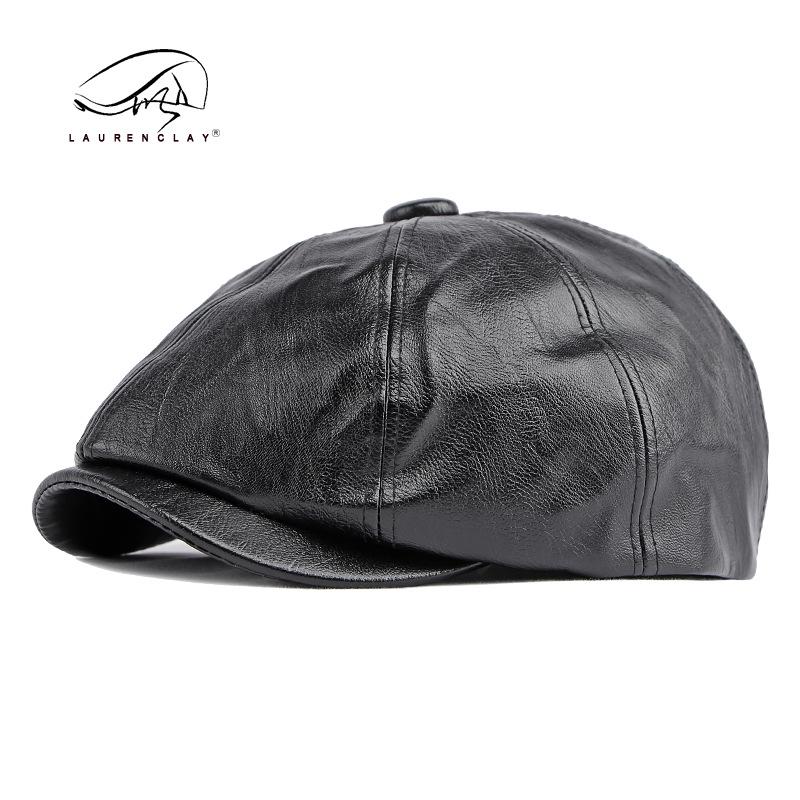 

Унисекс Весенне-осенний берет газетчика из ПУ кожи: Ретро британская кепка «утиный нос» Adjustable