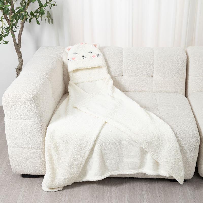 Thickened Velveteen Lamb's Wool Blanket & Shawl - Sofa Throw, Office, Kids Embroidery
