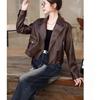 European Style Fashionable Women's Short PU Jacket for Autumn