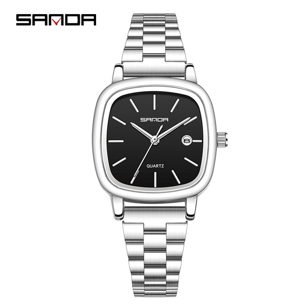 Fashion Square Dial Couple's Wristwatches Men Women Casual Daily Calendar Watch Waterproof Steel Strap Relojs