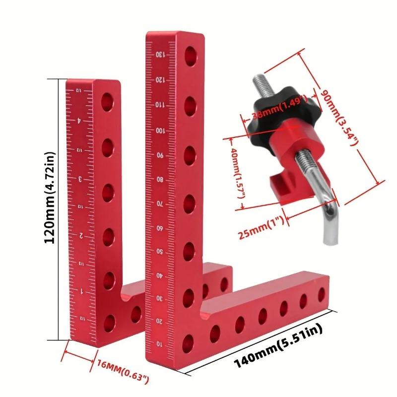 120mm / 140mm Aluminum Alloy 90 Degree Right Angle Fixing Clip Auxiliary Fixture Positioning Panel with Clamps Woodworking Tools