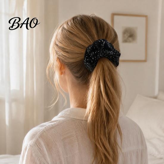 Elegant Daily Hair Decorations Retro Polka Dot Tie for Women Girls, Soft Elastic Scrunchies, Fabric Scrunchies Ponytail Holder, Fashionable