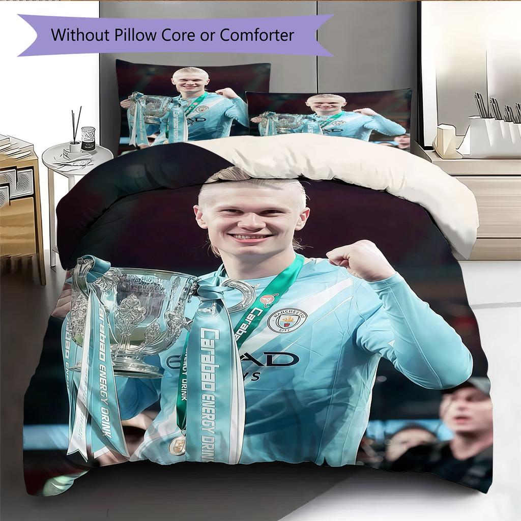 Erling Haaland Pattern Bedding Home Decoration Birthday Gift ( 1 Duvet Cover + 2 Pillowcase, Without Core),fan Merchandise.