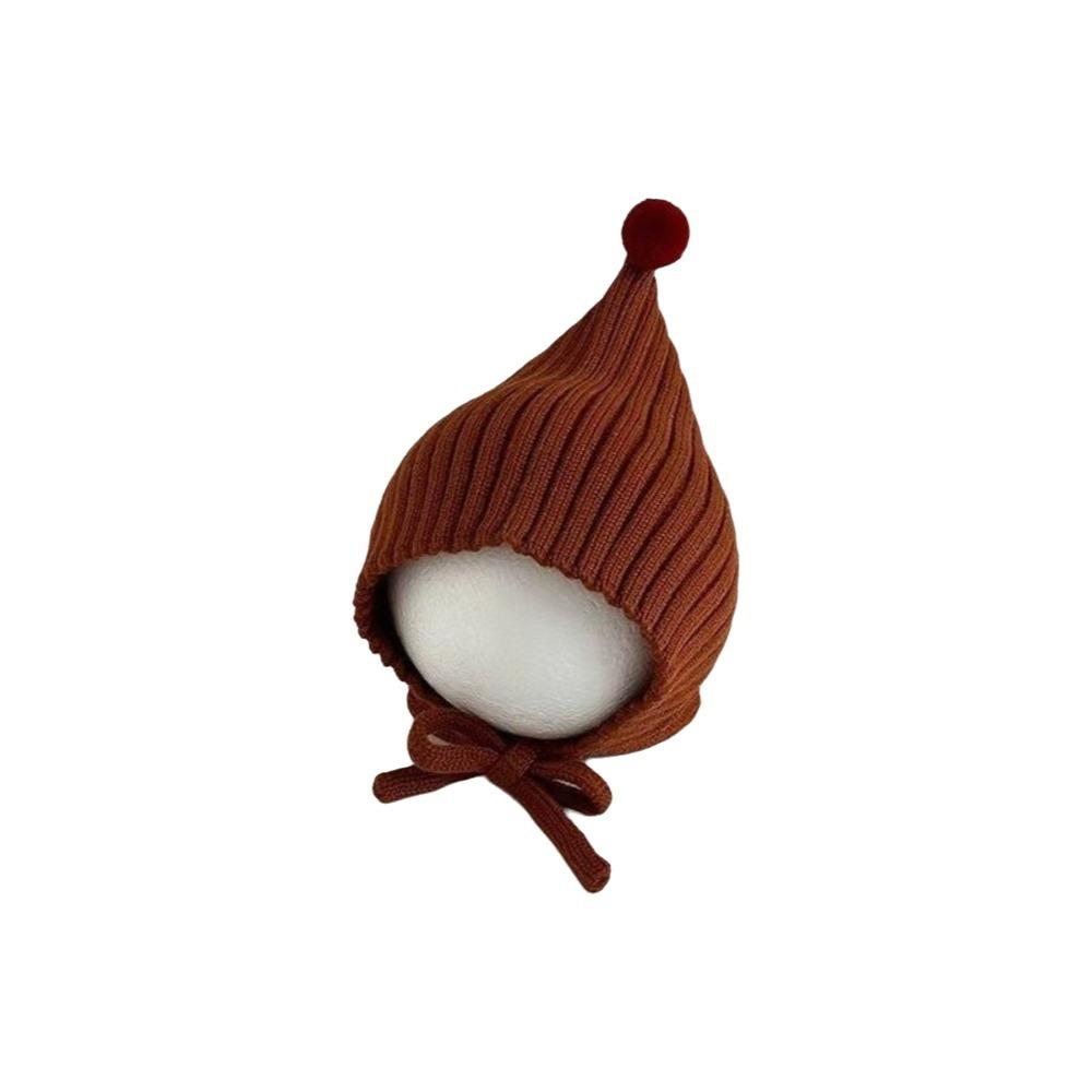Comfortable Lacing Beanie Cap Solid Color Earmuffs Cap Cute Children Pullover Hat Autumn Winter