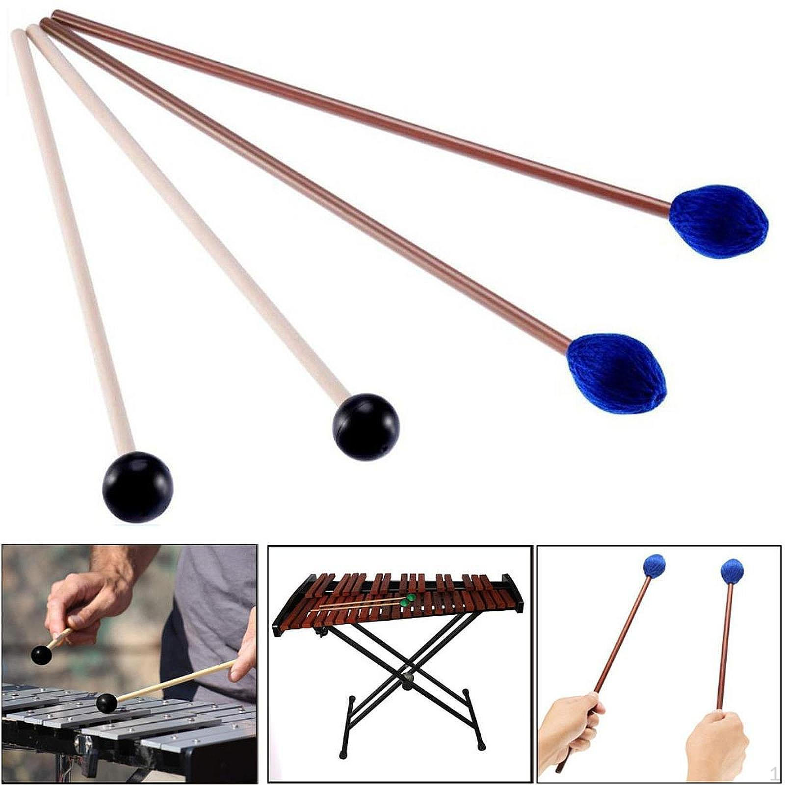 

4 шт. палочки для маримбы, барабанные палочки, инструменты с сумкой для хранения, деревянная ручка, барабан, глокеншпиль