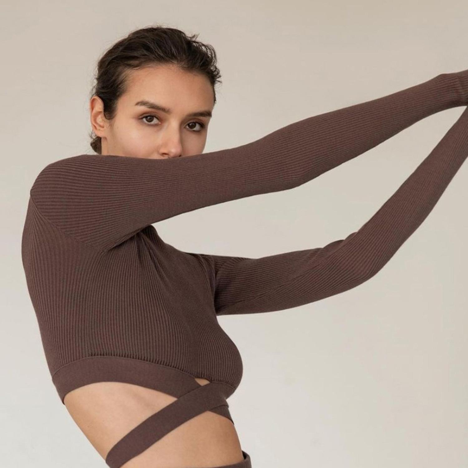 

Трикотажные комплекты, осенне-зимние комплекты с длинными рукавами, бандажный топ, плиссированные юбки, платье, комплекты из двух предметов, S-XL M