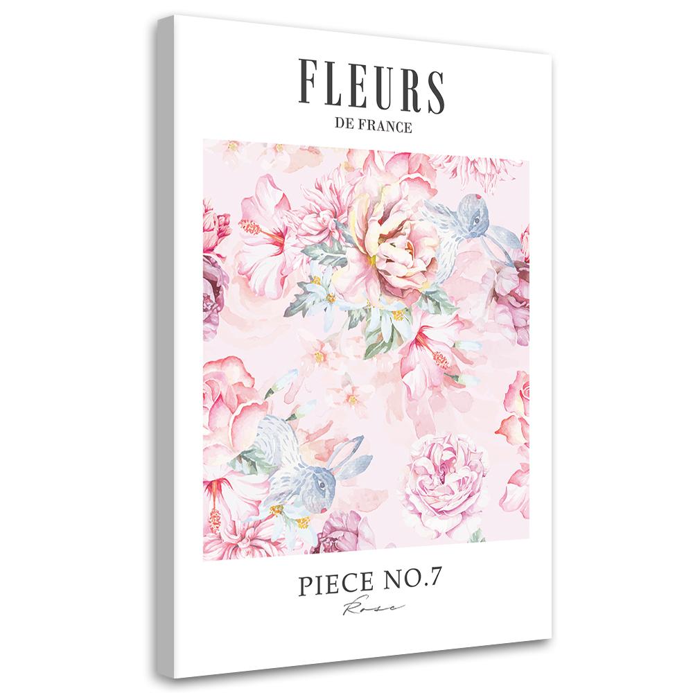 Impressão em tela, flores de peônia em pó Shabby Chic 40x60 cor-de-rosa