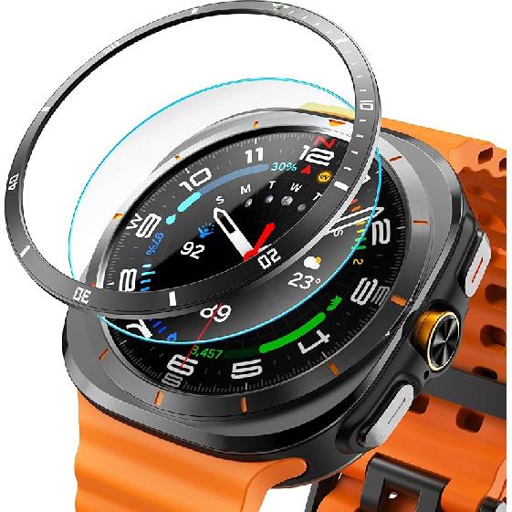 Bezel Cover Compatible with Samsung Galaxy Watch Ultra Classic Case 47mm, Aluminum Metal Bezel Ring Adhesive Cover Anti Scratch Protector Accessory,