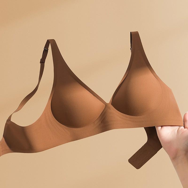 Wireless Soft Support Bra Small Busts - Seamless Push-Up With Fixed Straps Breathable Ice Silk Fabric 3/4 Cup