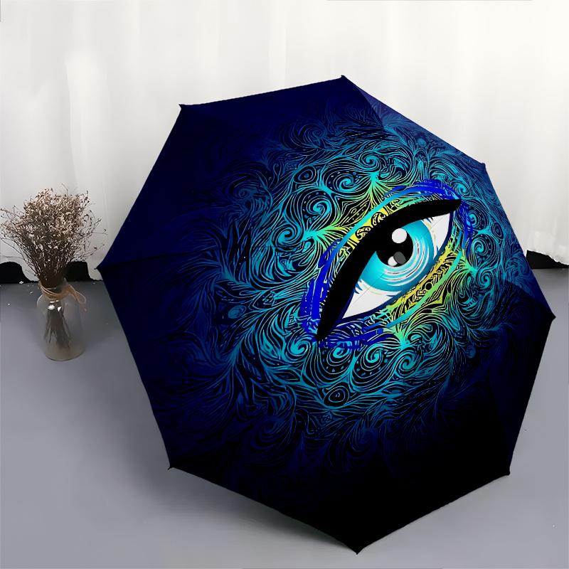 Eye Mandala Theme 8 Bone Hand Automatic Folding Umbrella, Compact and Portable Design, A Perfect Gift for Birthday, Christmas or Business Us