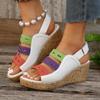 Women's Color Block Platform Wedge Sandals Women's New Summer Sandals Casual Shoes