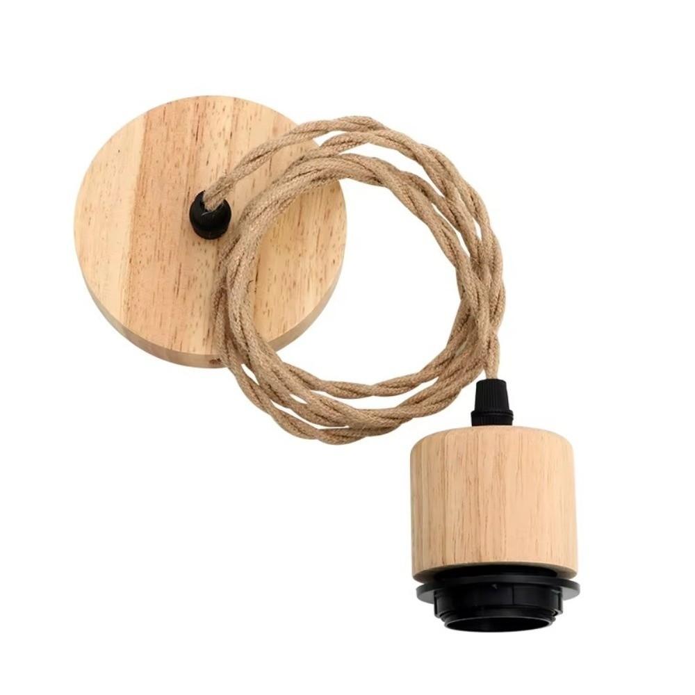 New Solid Wood E27 Lamp Holder Adjustable Wire DIY Accessories Pendant Lamp Screw Socket Hanging Lampshade Base