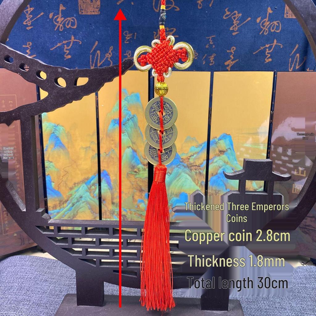 Thickened Brass Five Emperors Coins Chinese Knot Pendant for Door Hanging Decoration