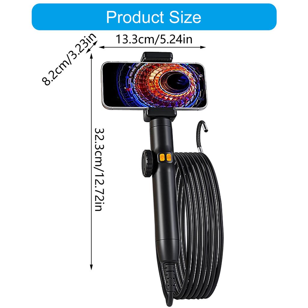 Flexible Snake Endoscope Camera Industrial Endoscope Inspection Camera 6mm Lens Borescope Camera with Adjustable Light