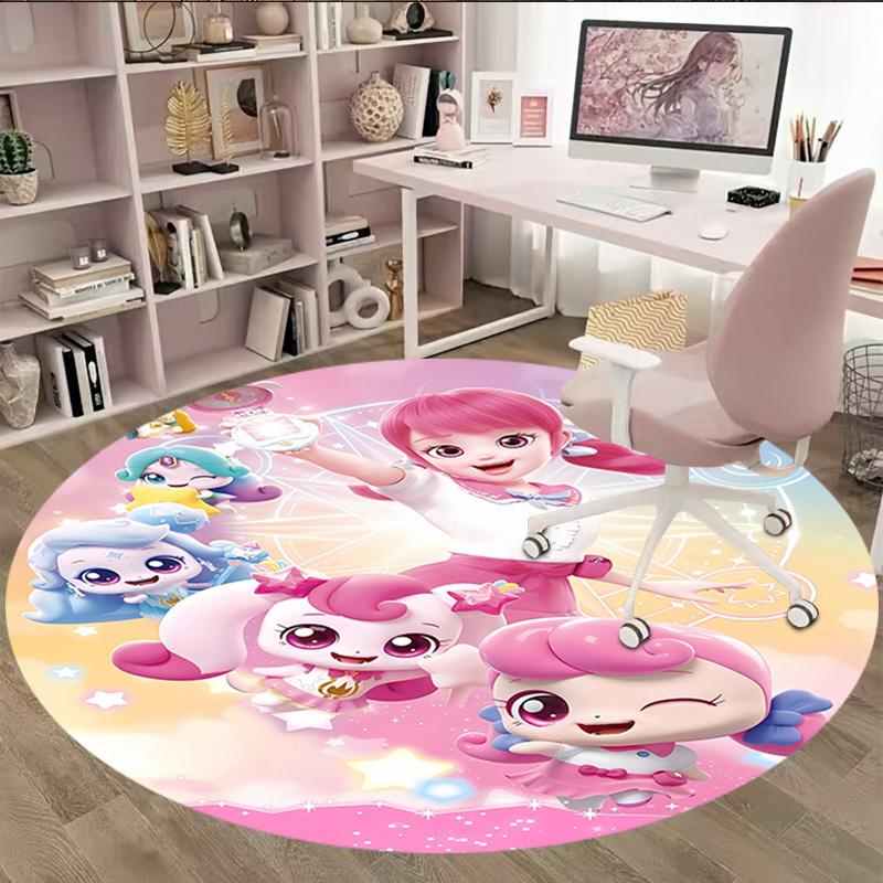 1pc Catch Teenieping Magic Sweethear (3) Print Round Carpet Chair Round Carpet Suitable for Bedroom Living Room Home Decorative Carpet