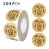 500pcs/Roll Baking Cake Pastry Decorative Stickers Handmade Dessert Kraft Paper Sealing Labels Thank You Gift Stickers for Get