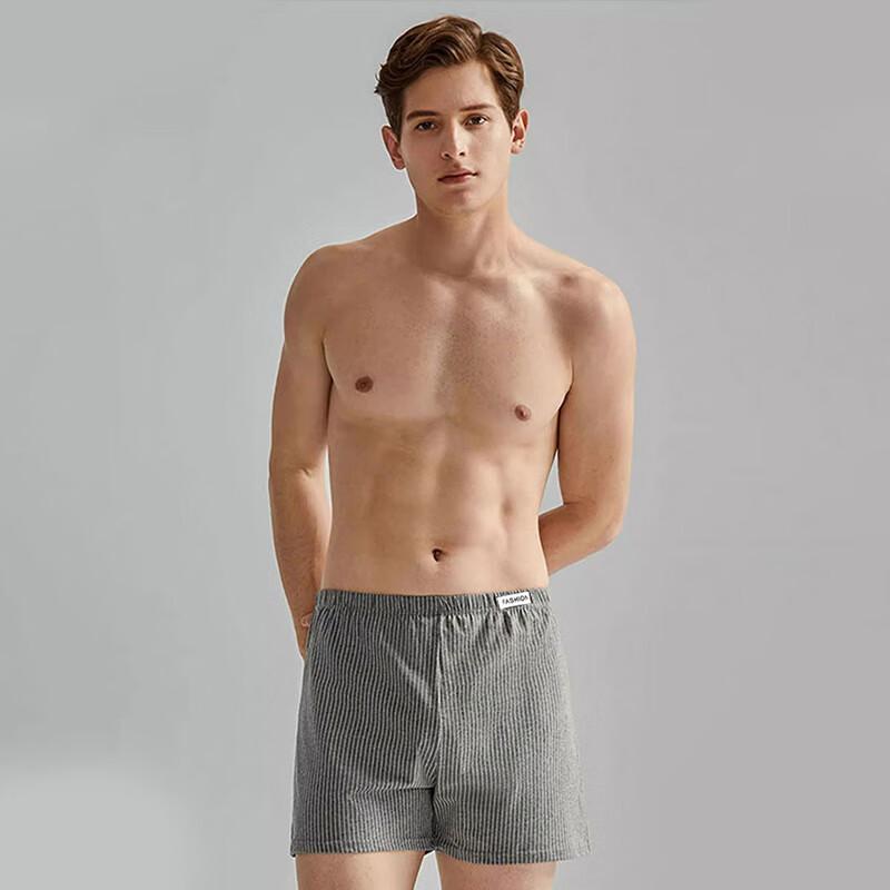 Xueqiman Men's Pure Cotton Loose Boxer Shorts 2-Pack
