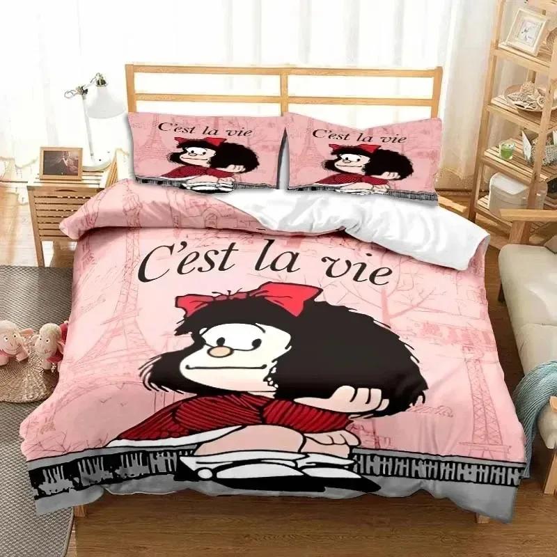 Cartoon Duvet Cover Mafalda 3D NEW Pillowcase Bedding Set Adult Boy Girl Bedroom Decoration Children Single Double Large