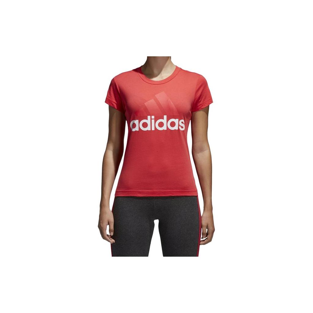 Adidas Classic Big Logo Print Short Sleeve T-Shirt Women Tops Natural-Coral-Pink CF8822