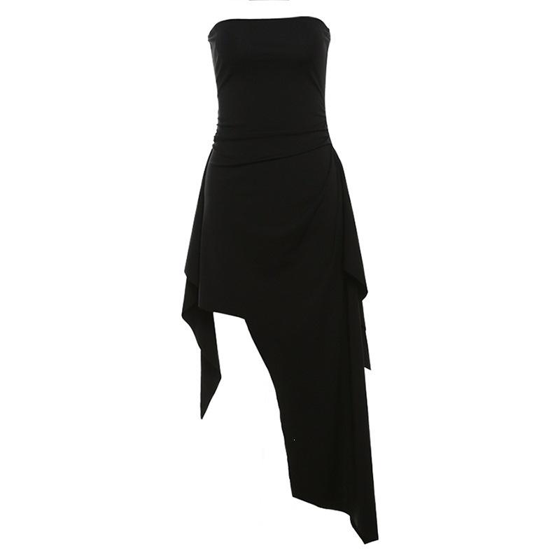 2026 European and American style spring new women's clothing solid color slim fit street fashion one-word collar tube top dress women