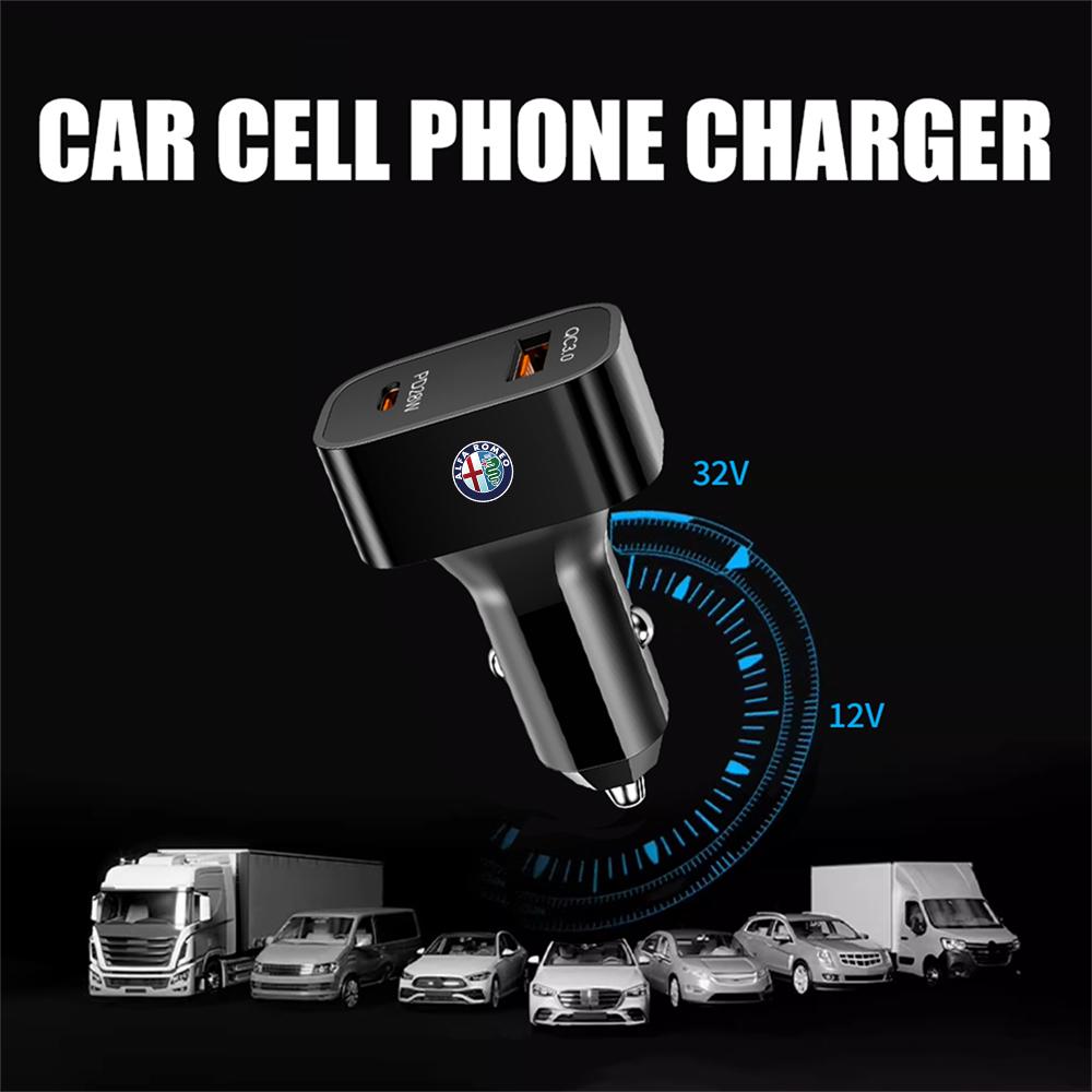 Car Charger Lighter Fast Charging Mini PD USB Type C Car Phone Charger For Alfa Romeo 159 147 Giulietta Stelvio 156 MiTo
