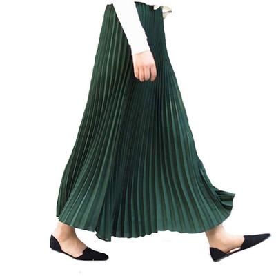 BARYPORY Jupe Maxi Longue Plissée Évasée Unie Amincissante Élastique Automne pour Femme, Jupe, Jupe, Jupe, Jupe, Couleur, Jupe, Taille, Doublée, Printemps, Été, (90 cm