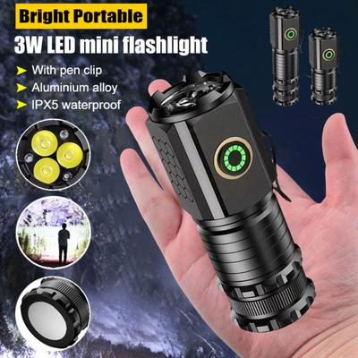 3LED Powerful Flashlight USB Rechargeable Portable Torch with Magnet 5 Lighting Modes Multifunction Bright Clamp Cap Lamp