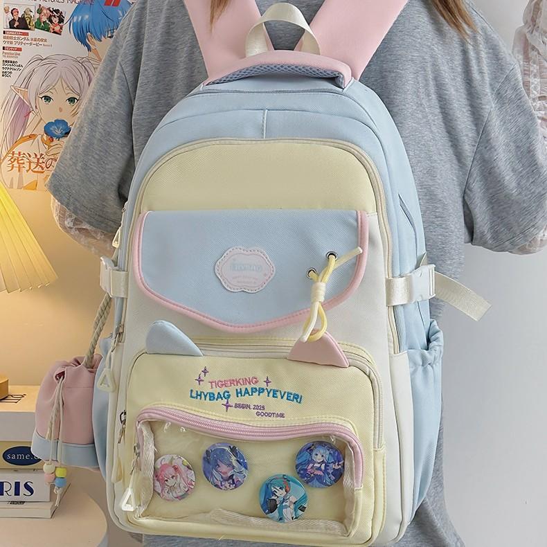 The Korean version of the schoolbag is fresh and painful, and the large-capacity female high school student campus has multiple compartments.