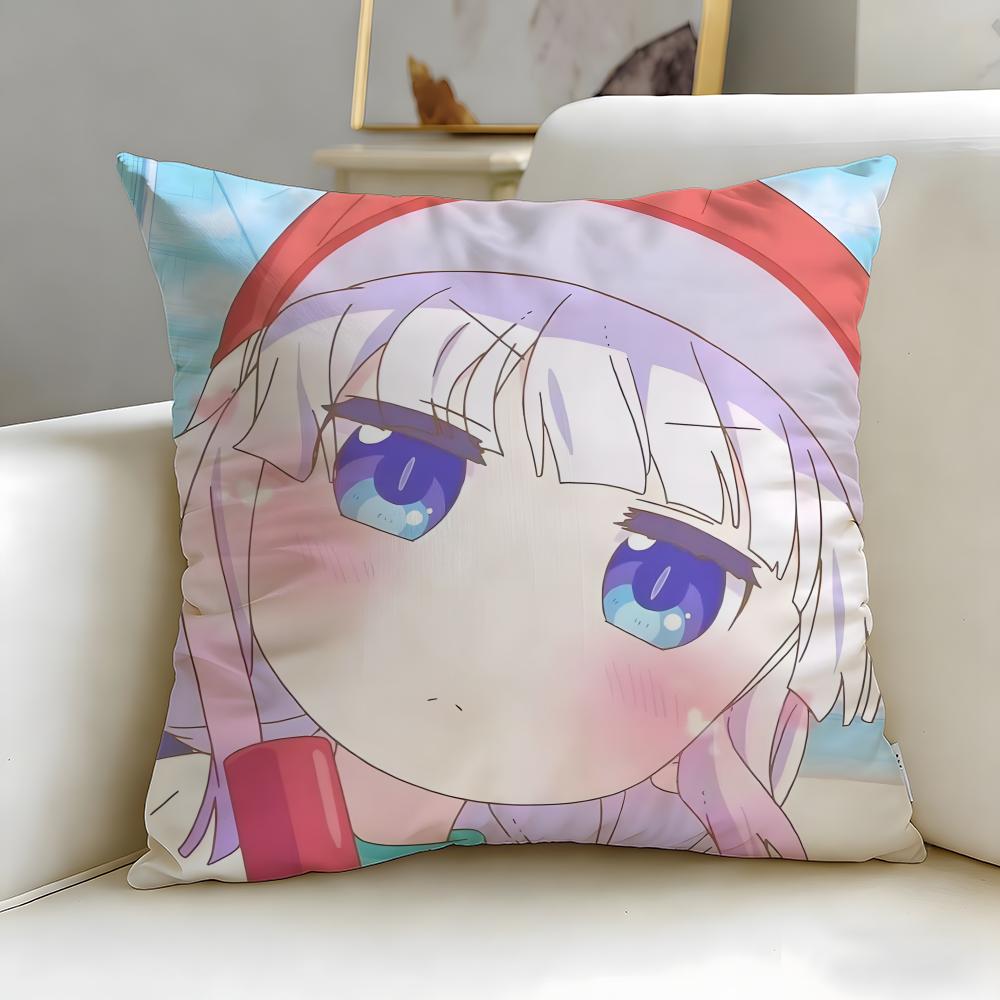 anime Miss Kobayashis Dragon Maid Cushion Cover Soft  EasyWash Pillow Case  Versatile for Couch Bed Travel and Office