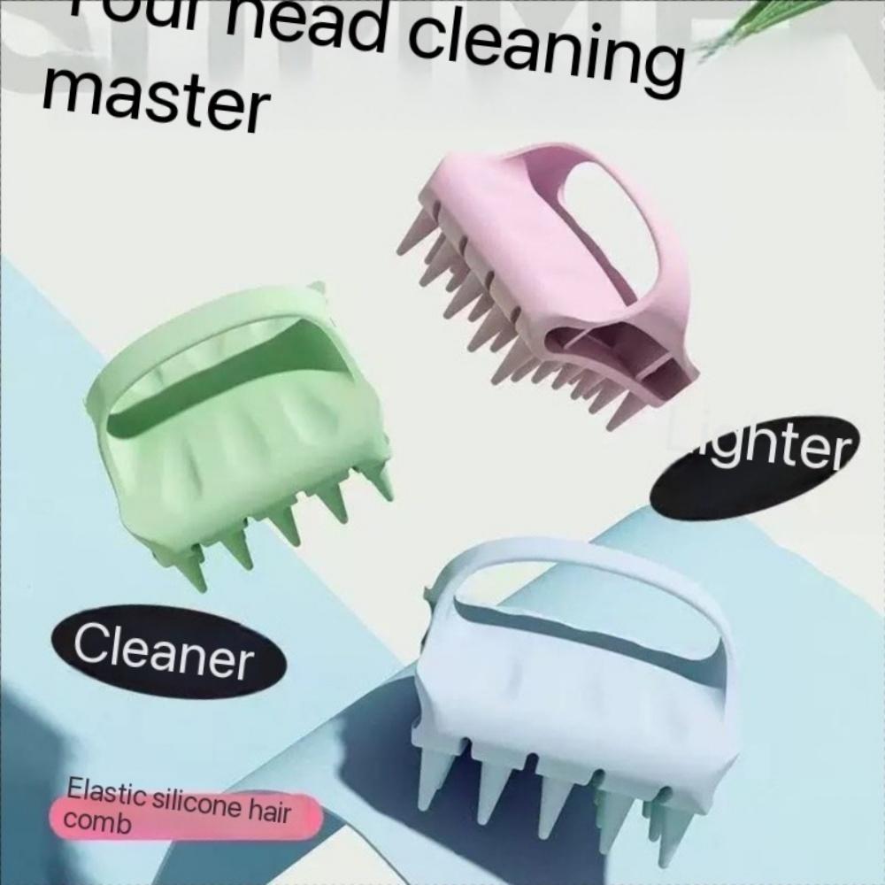 Silicone Scalp Cleaning Brush, Lightweight Manual Brush Head Tool, Dry and Wet Hair Washing and Exfoliation, Soft Grip Hair Care
