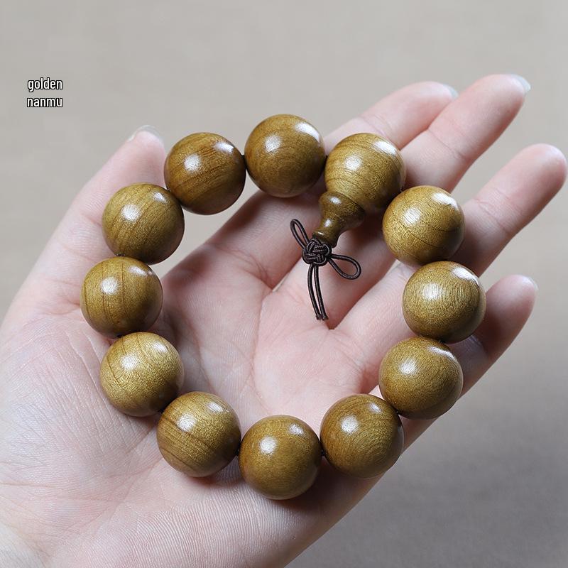 Men's Small-Leaf Red Sandalwood & Green Sandalwood Bracelet with Yellow Rosewood and Ebony Buddhist Beads 2.0".