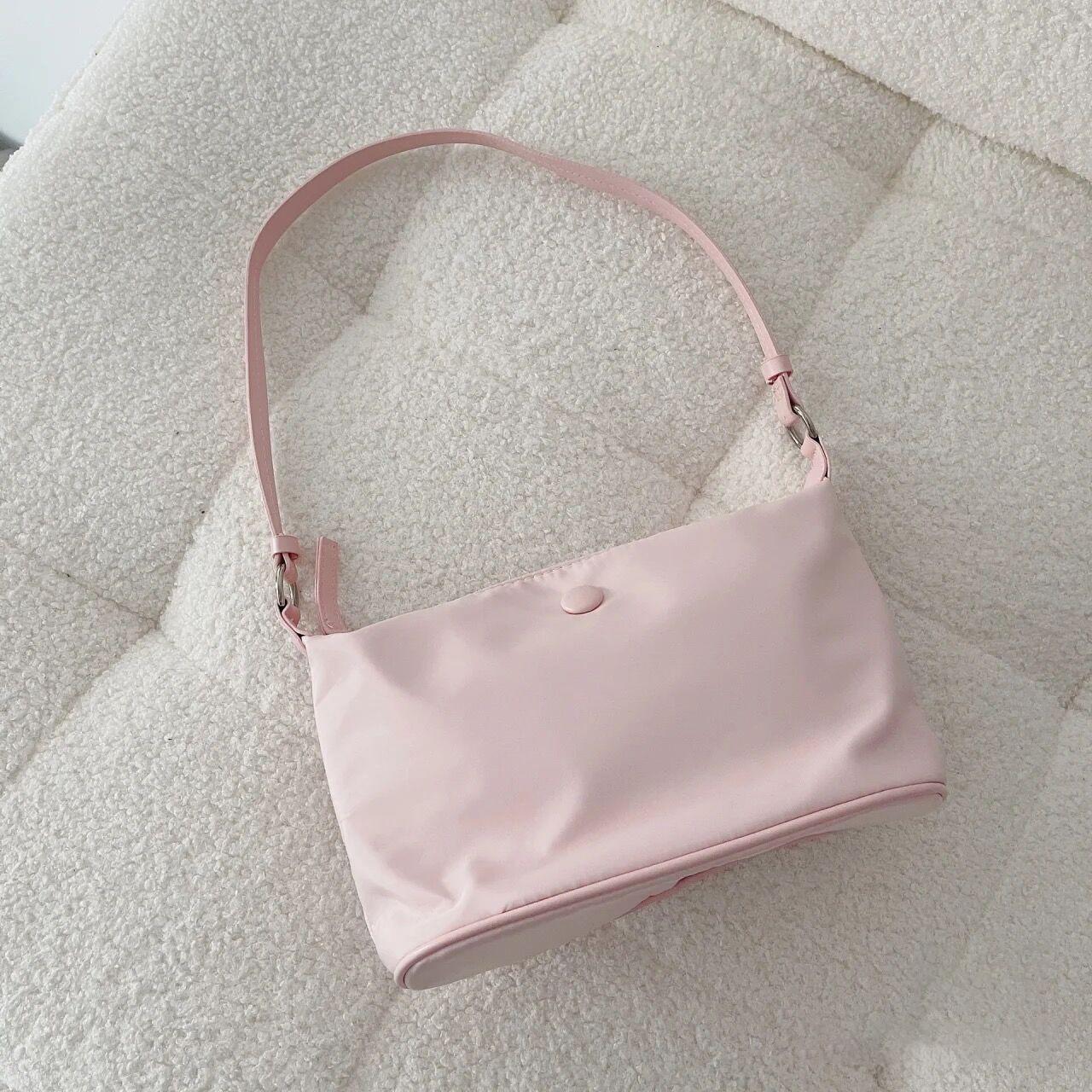 

Легкая водонепроницаемая нейлоновая ткань Оксфорд сумка-пельмень подмышку на плечо кросс-боди маленькая сумка для девушки розовый