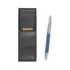 Eco-Leather Pen Case, Genuine Leather Wrapped Rotating Ballpoint Pen Director Set, Blue, 3-Pack
