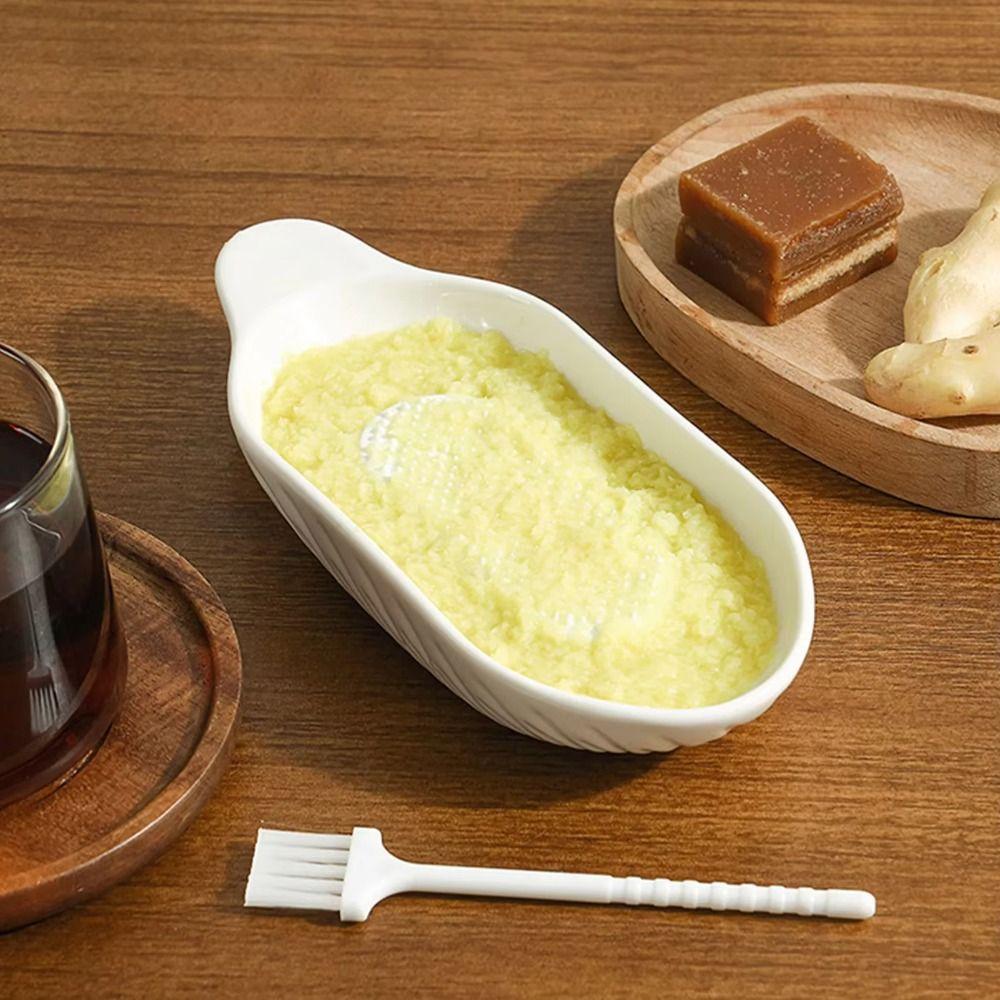 White Food Hand Grinder Portable Porcelain Grater Plate Kitchen Garlic Masher Fruits Processing