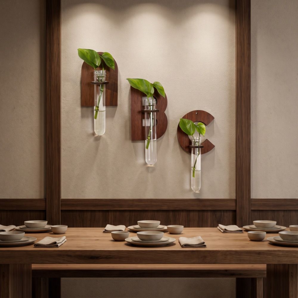 Wooden Hydroponic Planter Shelf Home Ornaments A-Z Alphabet Wall Mounted Planter Vase Retro Water Plants Holder Home Decoration