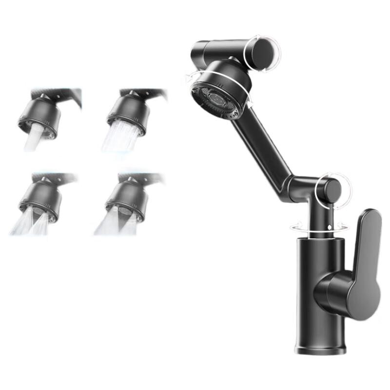 TLXT Black Brass Deck-Mounted Basin Faucet