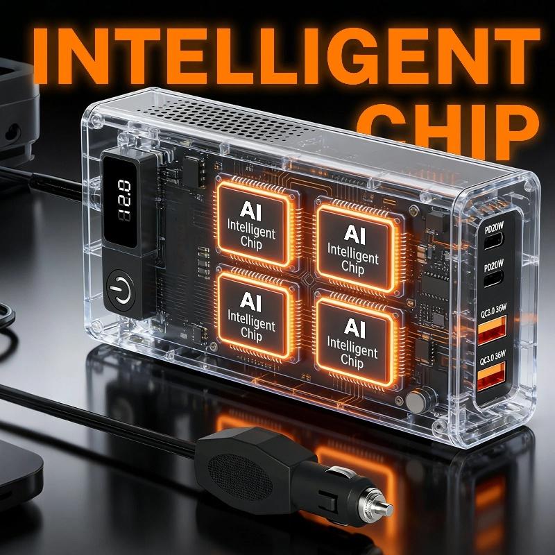 2026 New POP AeternaSol 200W Power Inverter Car Mounted Solar Inverter USB Voltage Transformer Portable DC 12V To AC 220V Conversion USB Battery Clip
