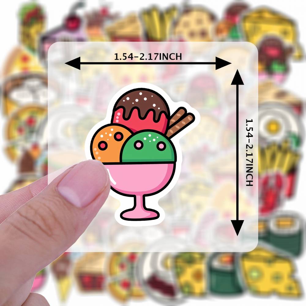 35pcs-50pcs Playful Food Stickers Cartoon Desserts Stickers Stationery Stickers For DIY Phone Laptop Scrapbook Bike