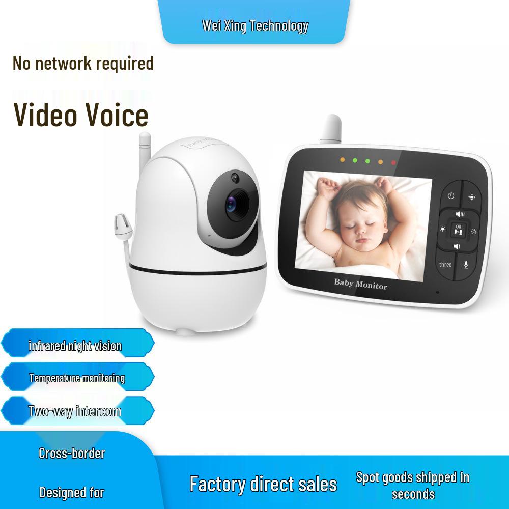 

Wireless Digital Baby Monitor with Pan-Tilt Camera, Night Vision, Temperature Sensor, and Two-Way Talk SM935E