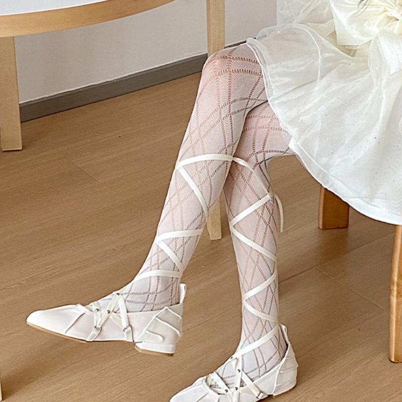 Gemusterte Strumpfhosen Netzstrumpfhosen mit Rautenmuster Leggings mit kleinem Lochmuster Netz-Pantyhose Party Clubwear