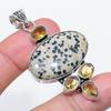 Natural Dalmation Jasper, Citrine 925 Sterling Silver Jewelry Pendant 2.36" O8A33