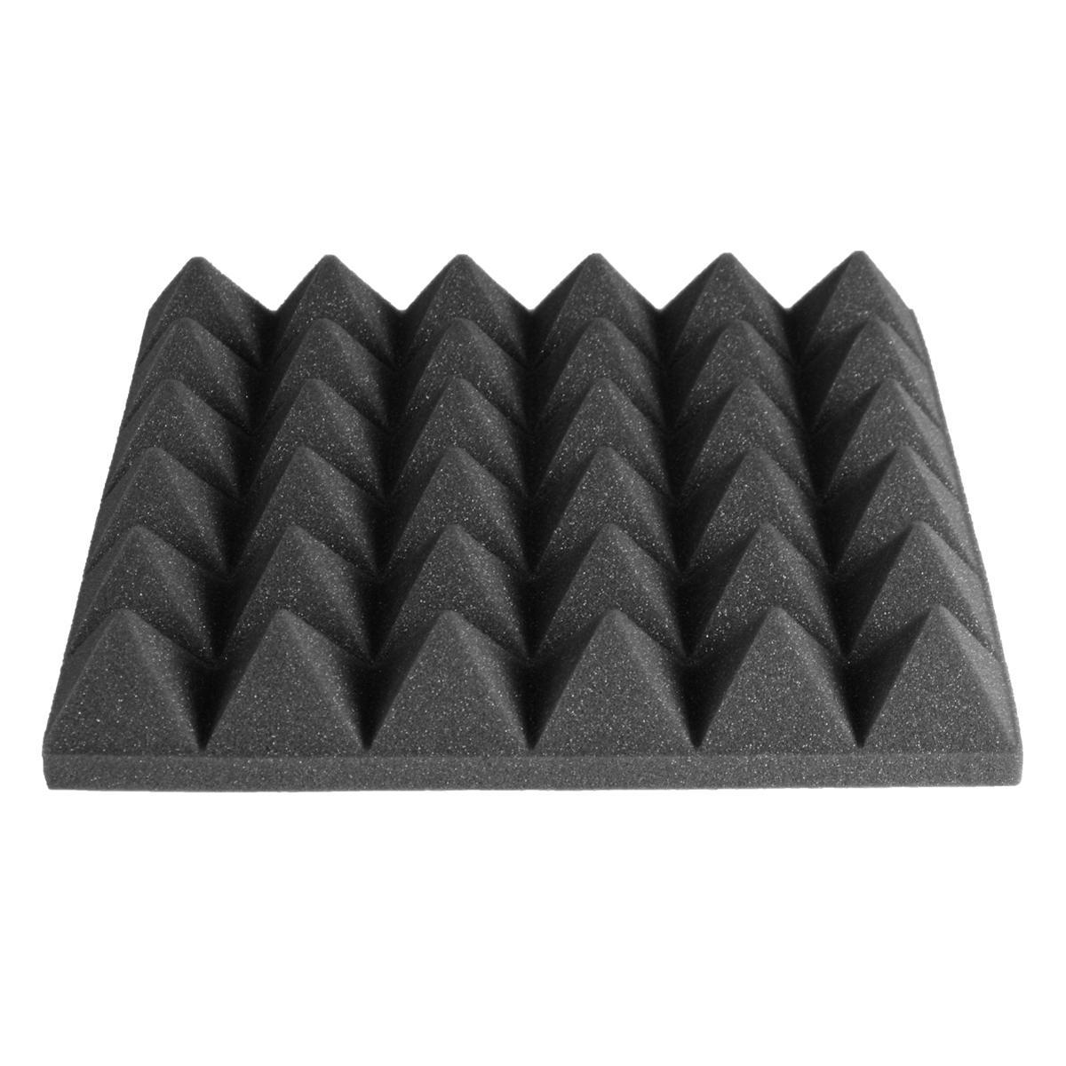 

6 / 12Pcs 30x30x5cm Pyramid Звукопоглинальна Піна Звукоізоляція Барабани Аксесуари Кімнати 12pc чорний