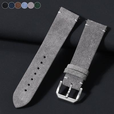 Schnellwechsel-Armband aus weichem Wildleder 20 mm 22 mm Braune Uhrenarmbänder Kalbsleder-Armband für Damen Herren Handgenähtes Armband