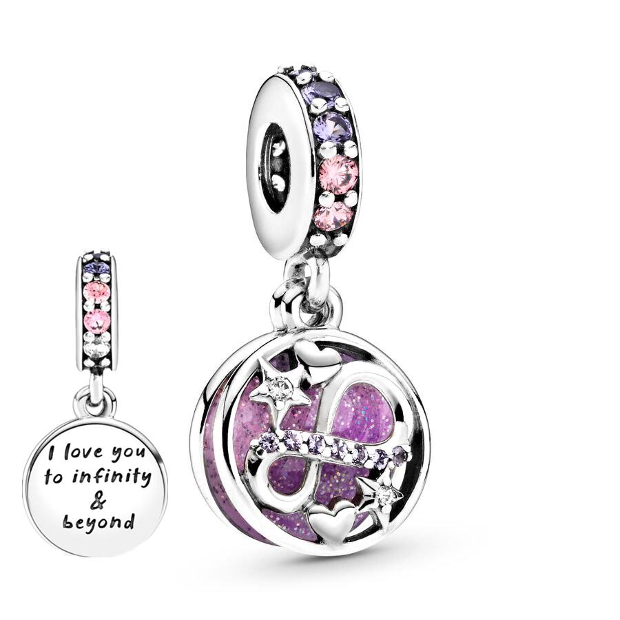 Purple Cute Animal Heart Charm Beads Dangle Original Snake Fit Silver Bracelet Necklace Beads For Diy Jewelry Women Gift