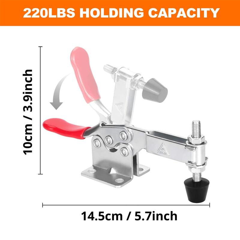 GH-201 Horizontal Toggle Clamp Quick-Release Clamps Set Heavy Duty Vertical Toggle Clip Woodworking Repair Bench Hand Tool